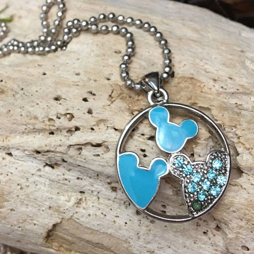 Vintage Mickey Crystal Enamel Necklace